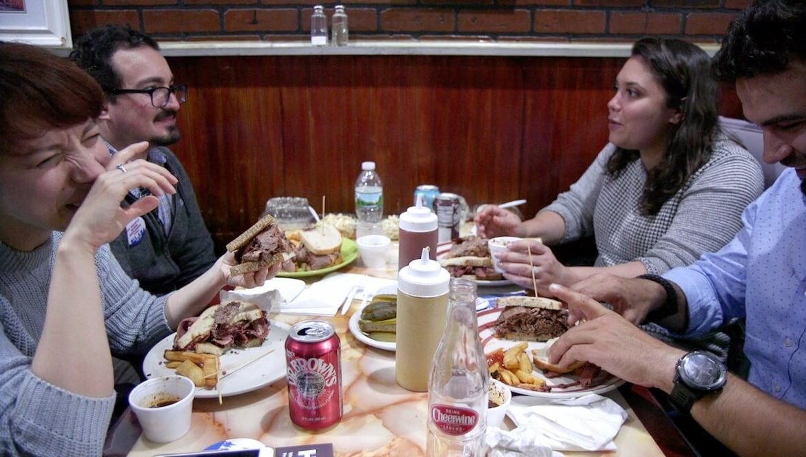 2017-08-01-BK-davids-brisket-house-guests-enjoying-breaking-bread-nyc-dinner