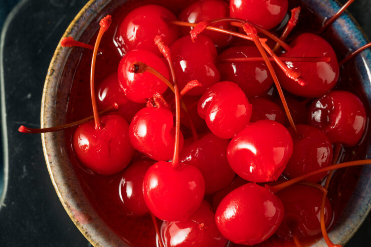 maraschino cherries in a bowl